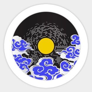 Japanese Stoic Sun and Waves Sticker